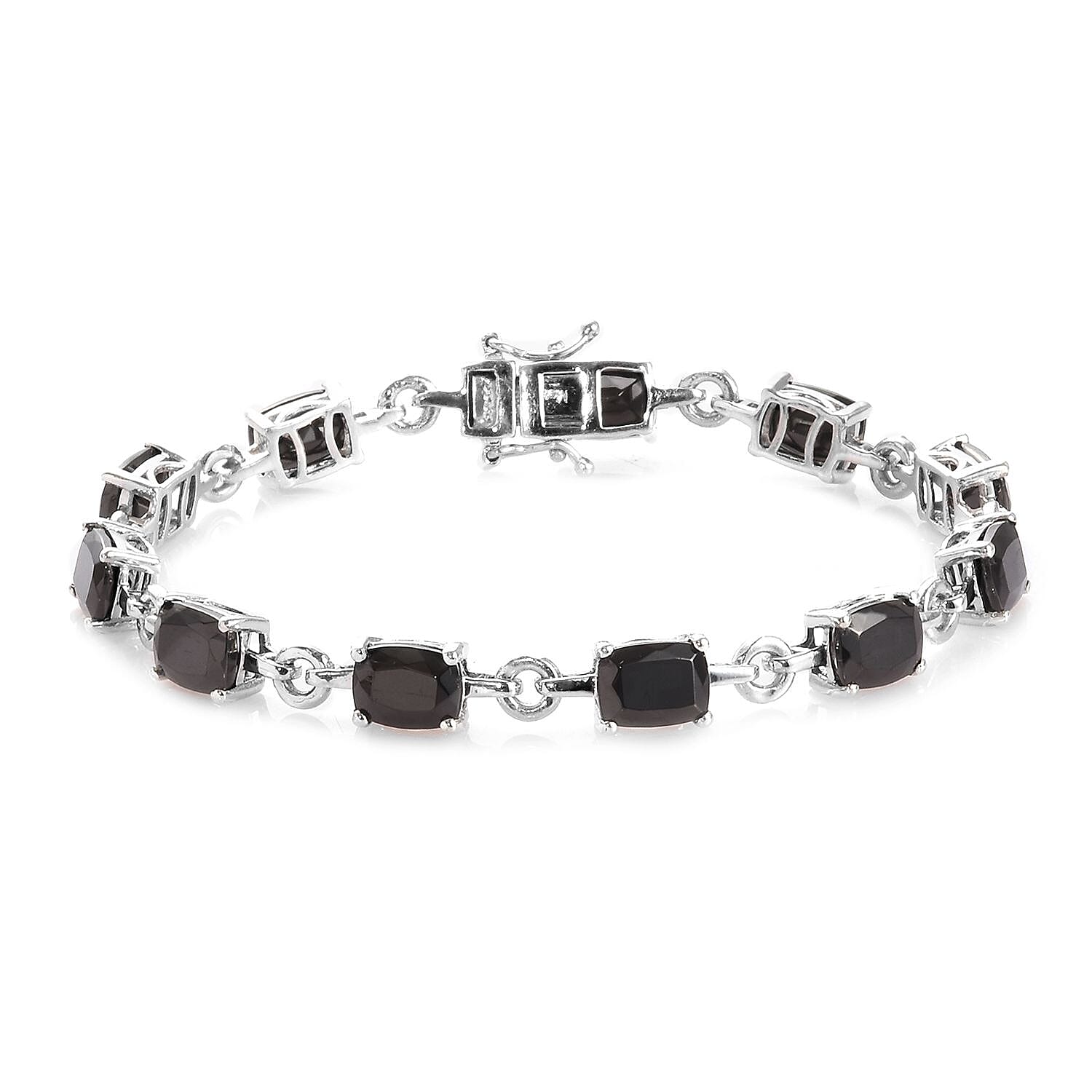 Elite Shungite Bracelet (Size 7.75) in Platinum Overlay Sterling Silver 11.00 Ct, Silver Wt 10.93 Gms