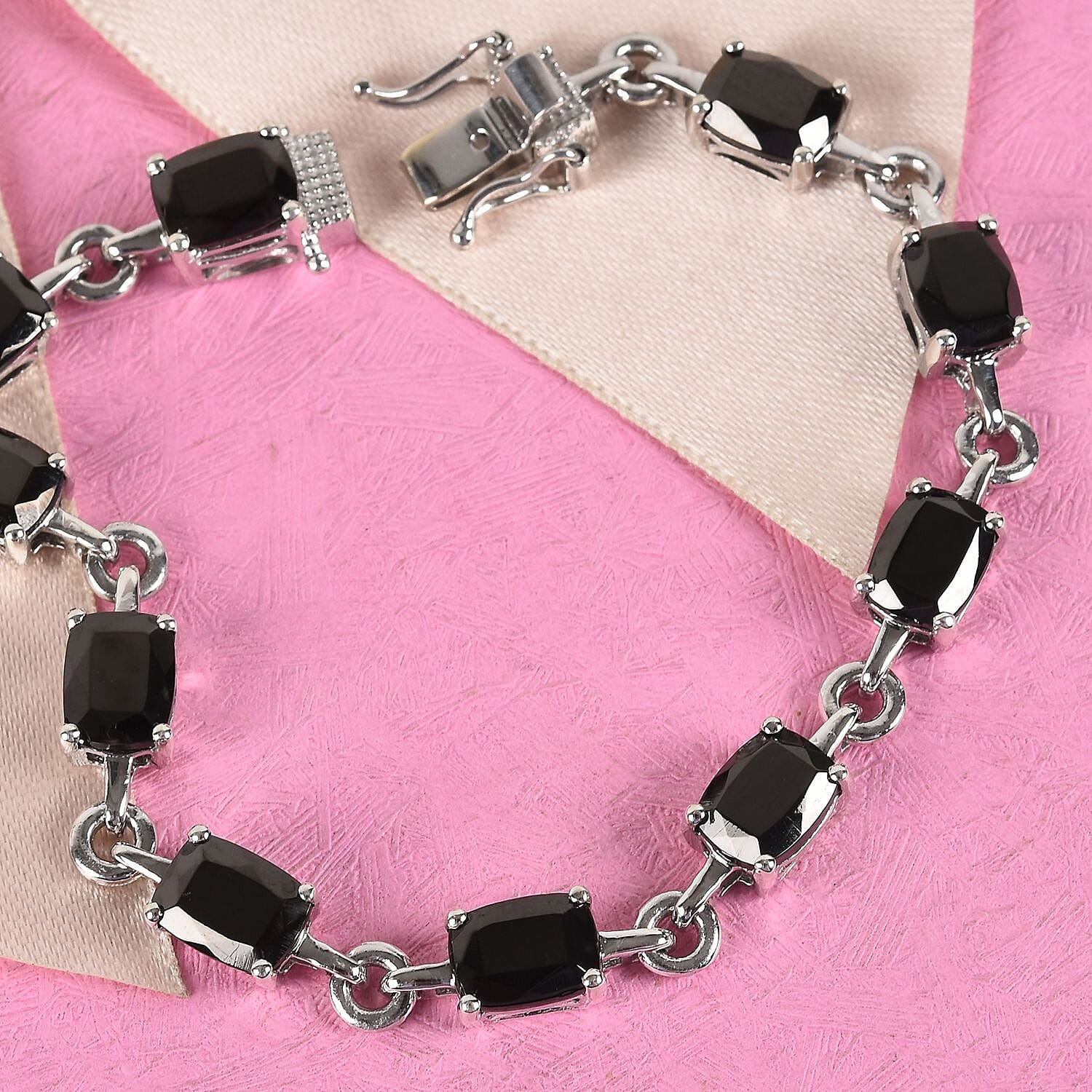 Elite Shungite Bracelet (Size 7.75) in Platinum Overlay Sterling Silver 11.00 Ct, Silver Wt 10.93 Gms