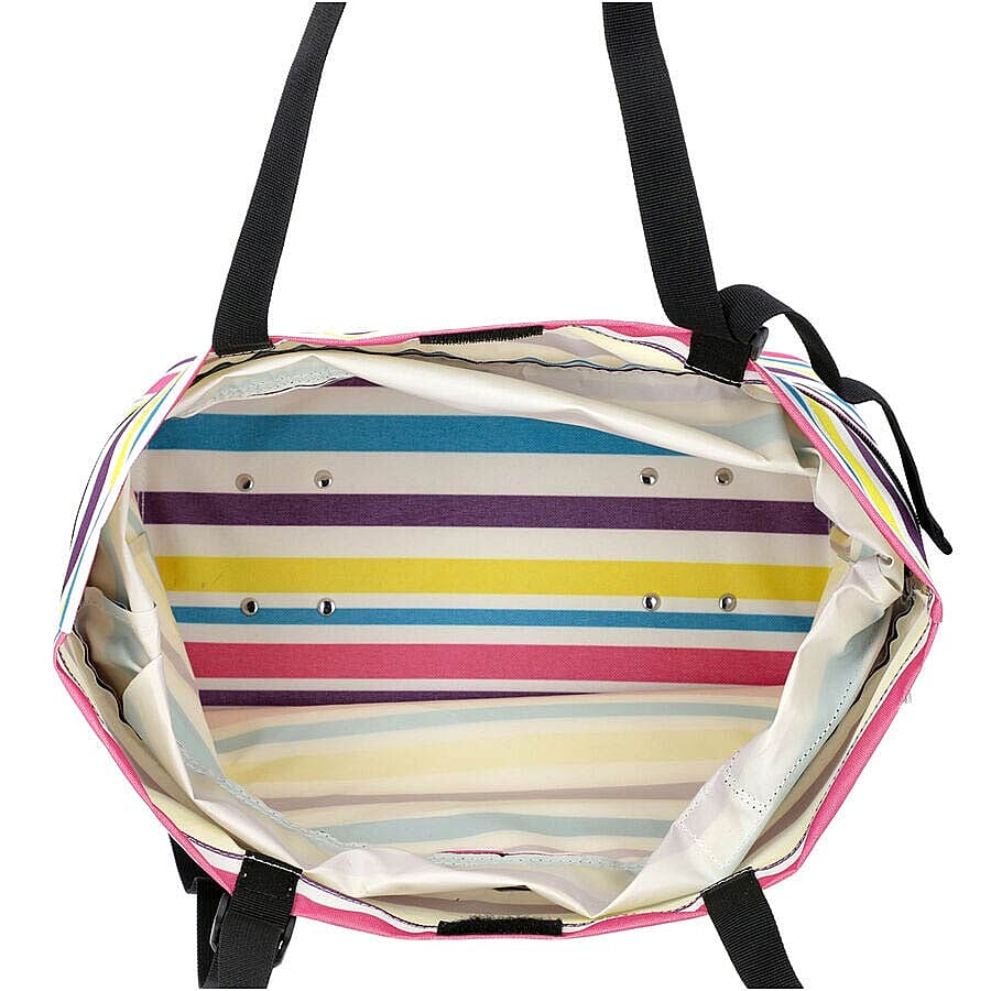 Reusable and Foldable Two Way Shopping Bag with Wheels (Size 50x20x40 Cm) - Multi