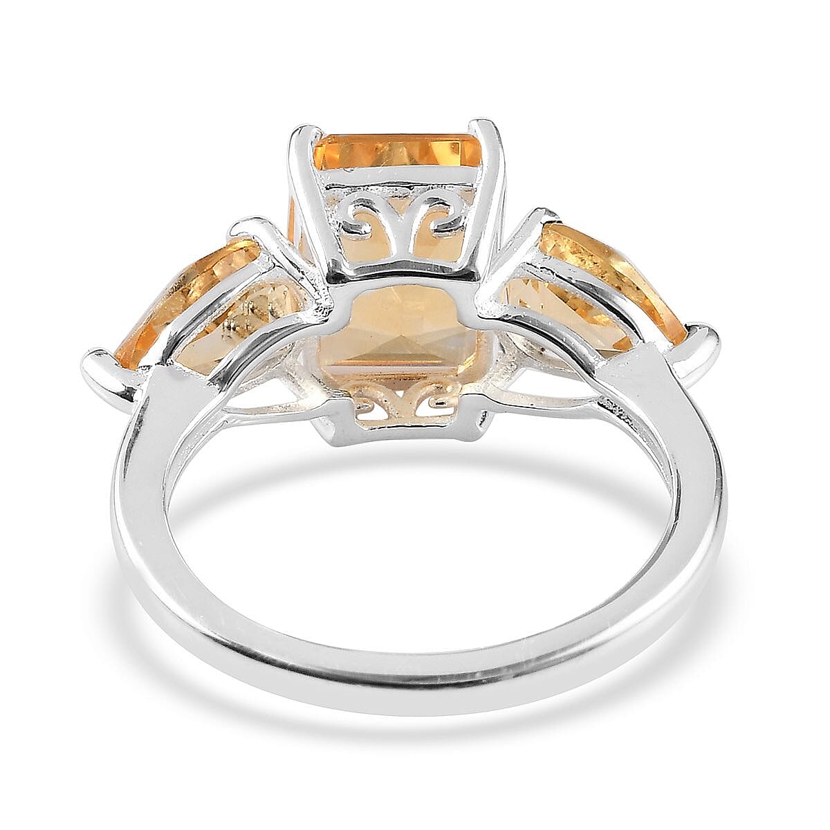 Citrine Three Stone Ring in Sterling Silver 3.41 Ct. Citrine Three Stone Ring in Sterling Silver 3.41 Ct.