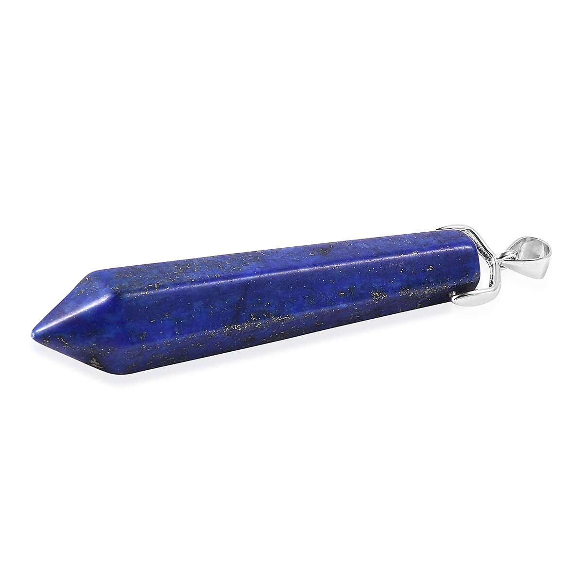 Lapis Lazuli Pendulum Pendant in Rhodium Overlay Sterling Silver 46.50 Ct.