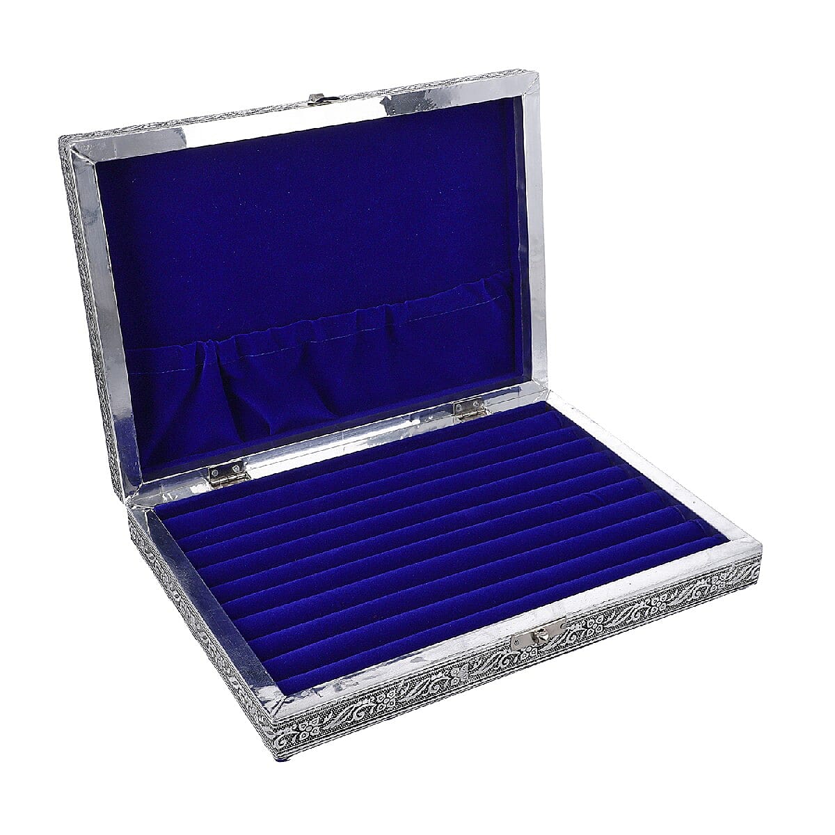 Close Out Deal- Teak Wood Cat Hand Crafted Aluminium Embossed  Ring Box (20X28X5CM)