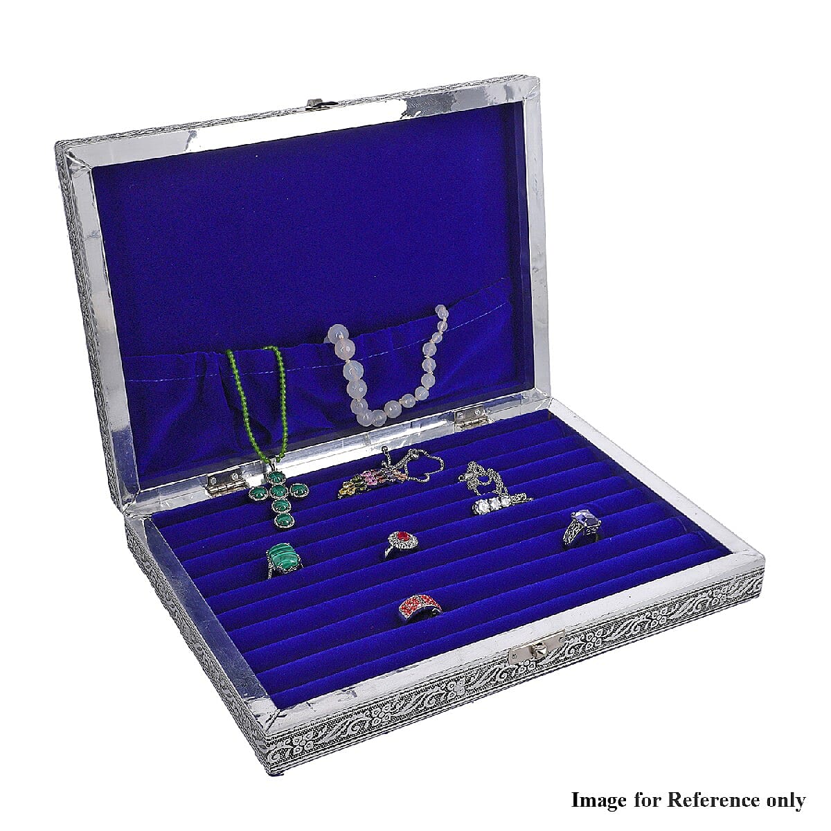 Close Out Deal- Teak Wood Cat Hand Crafted Aluminium Embossed  Ring Box (20X28X5CM)