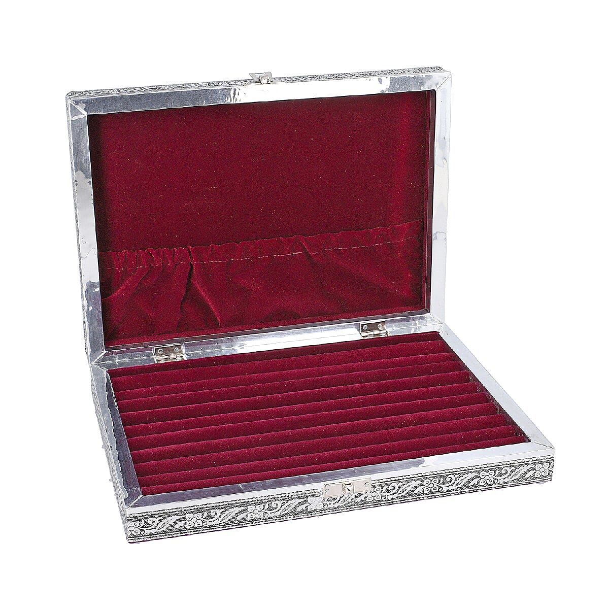 Close Out Deal- Teak Wood Lion Family Hand Crafted Aluminium Embossed Ring Box (20X28X5CM)