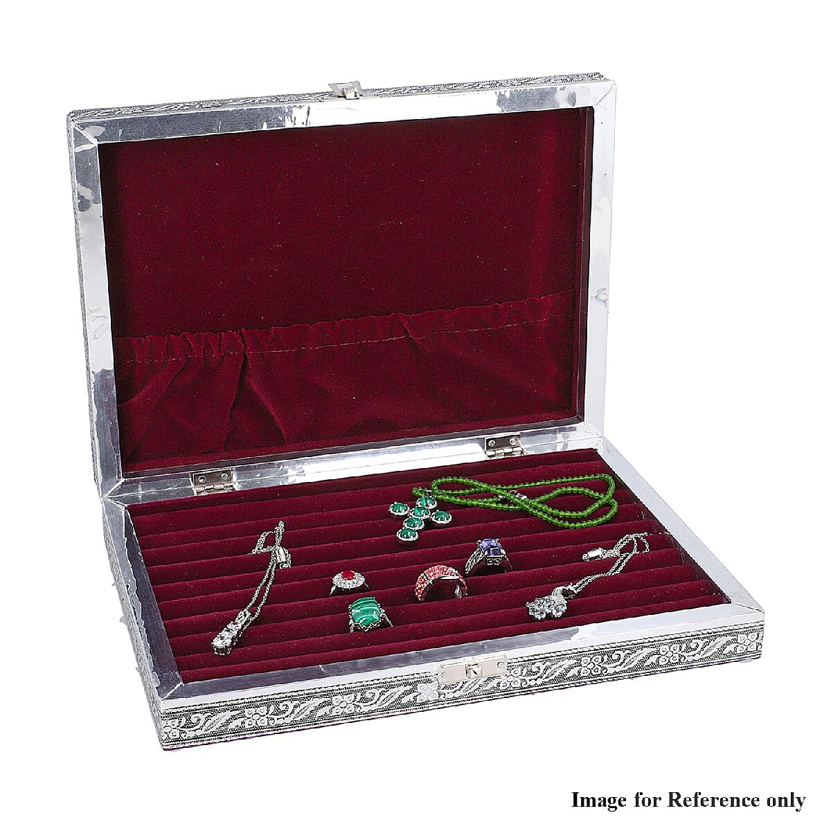 Close Out Deal- Teak Wood Lion Family Hand Crafted Aluminium Embossed Ring Box (20X28X5CM)