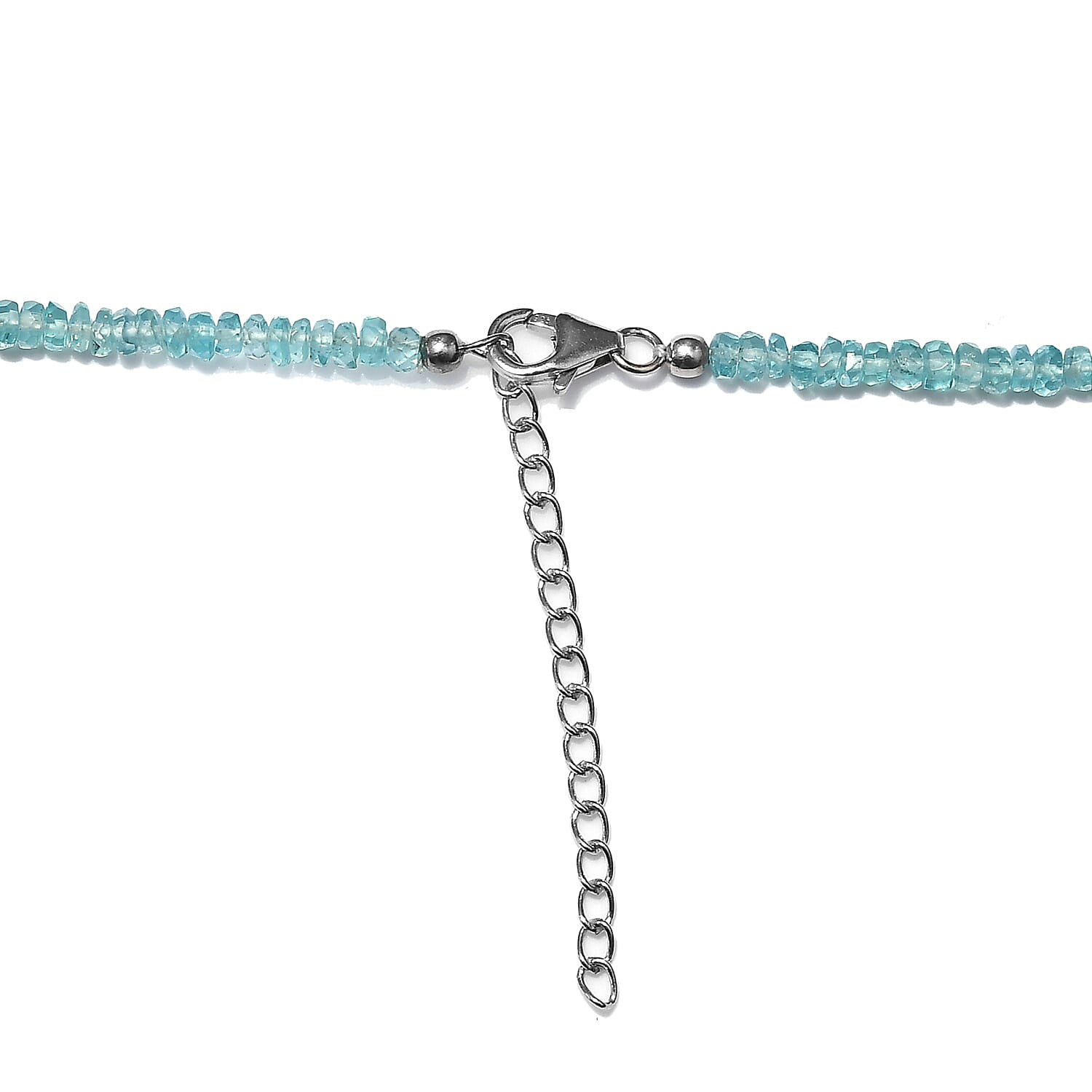 Paraiba Apatite Adjustable Beads Necklace (Size 18 with 1.5 inch Extender) in Sterling Silver with Lobster Lock 61.41 Ct.