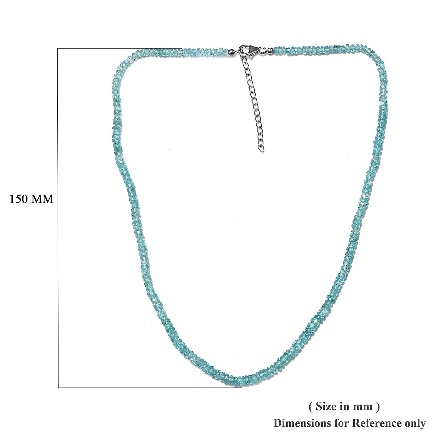 Paraiba Apatite Adjustable Beads Necklace (Size 18 with 1.5 inch Extender) in Sterling Silver with Lobster Lock 61.41 Ct.