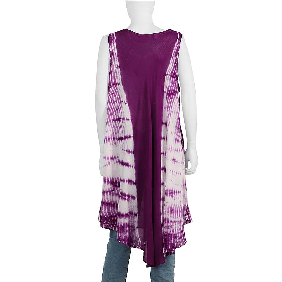 Sequin Embellished Tie-Dye Umbrella Dress with Two Side Pockets (One Size; L=100 Cm) - Purple
