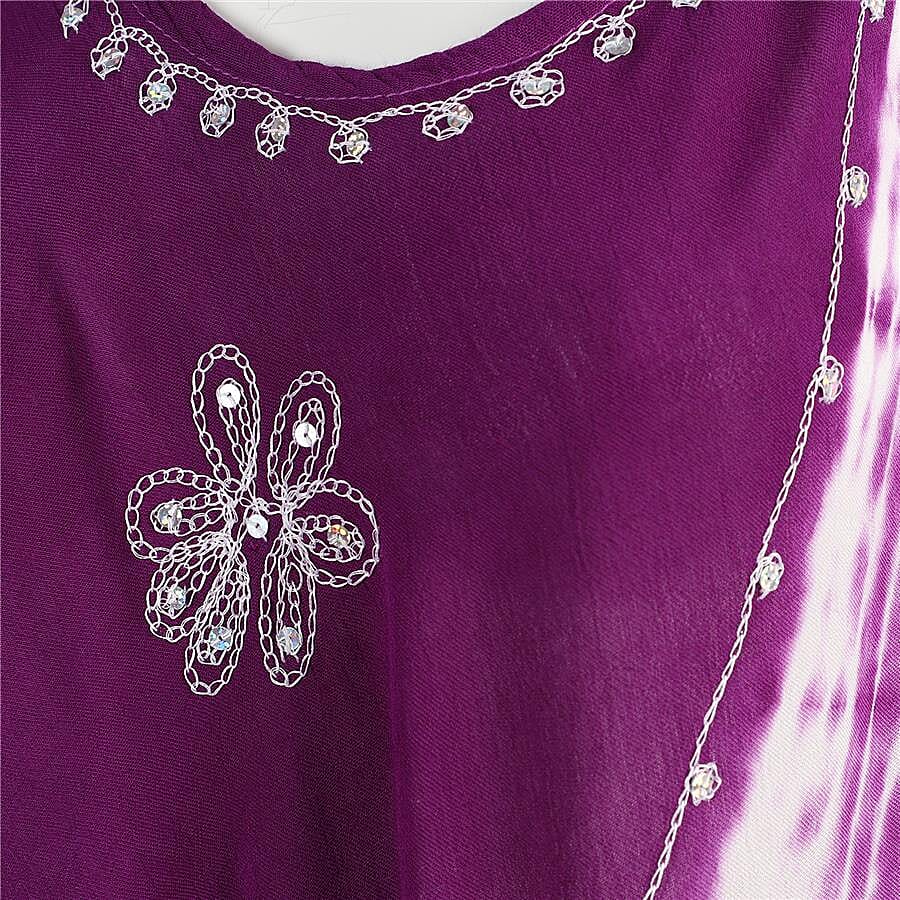 Sequin Embellished Tie-Dye Umbrella Dress with Two Side Pockets (One Size; L=100 Cm) - Purple