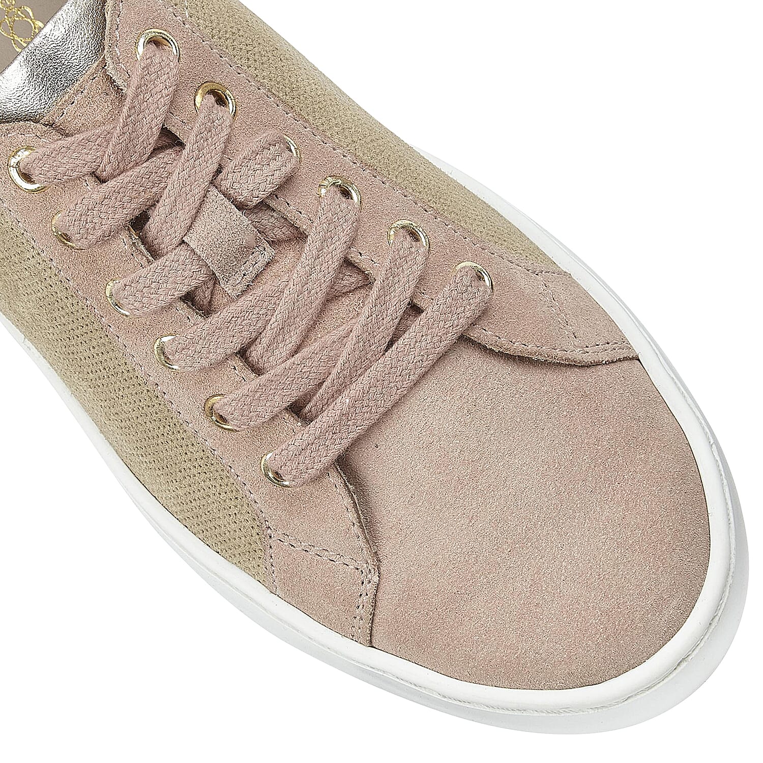 Lotus Stressless Leather Amsterdam Lace-Up Trainers (Size 3) - Natural and Pink