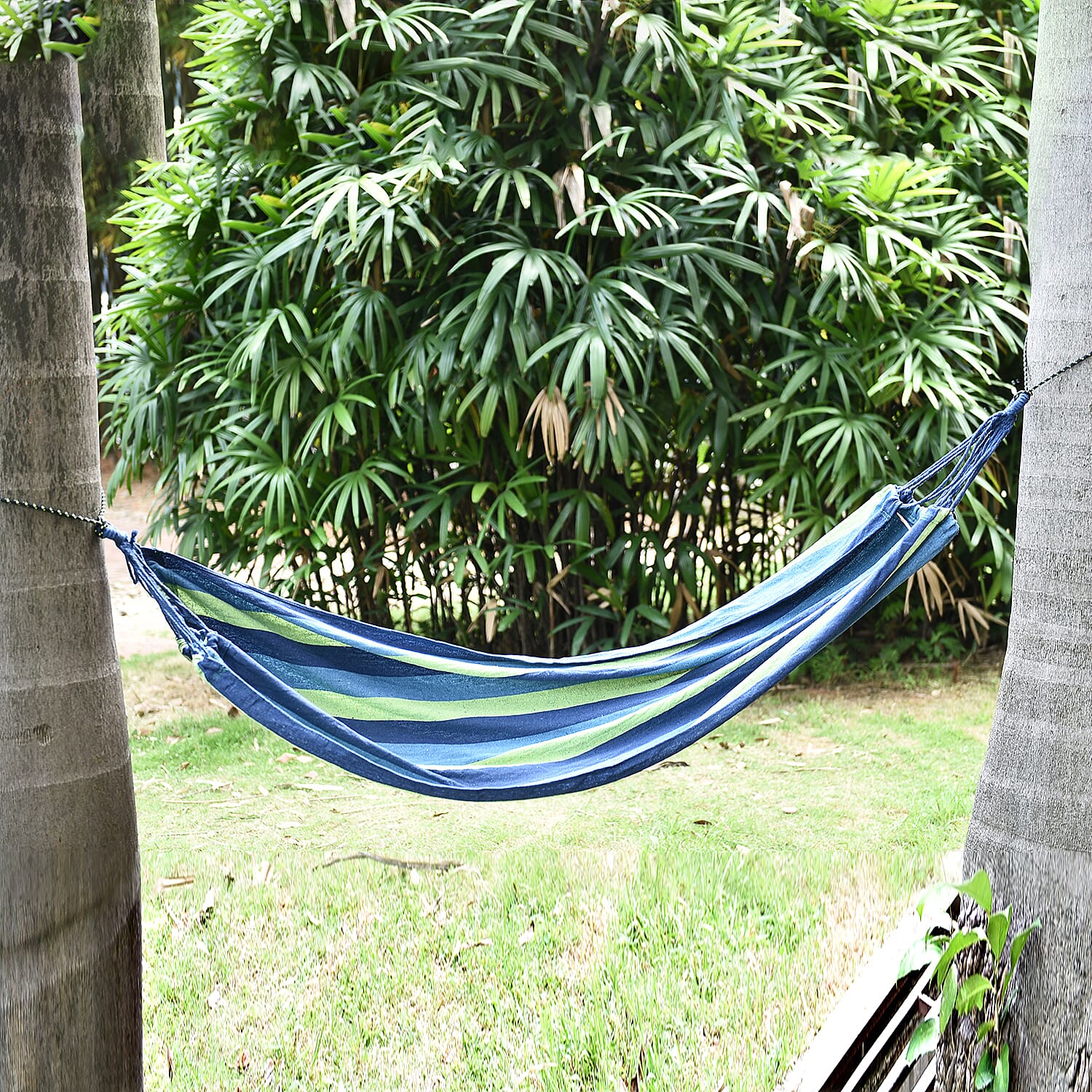 Indoor Outdoor Colourful Striped Camping Hammock (Size 80x2 Cm) - Blue & Multi