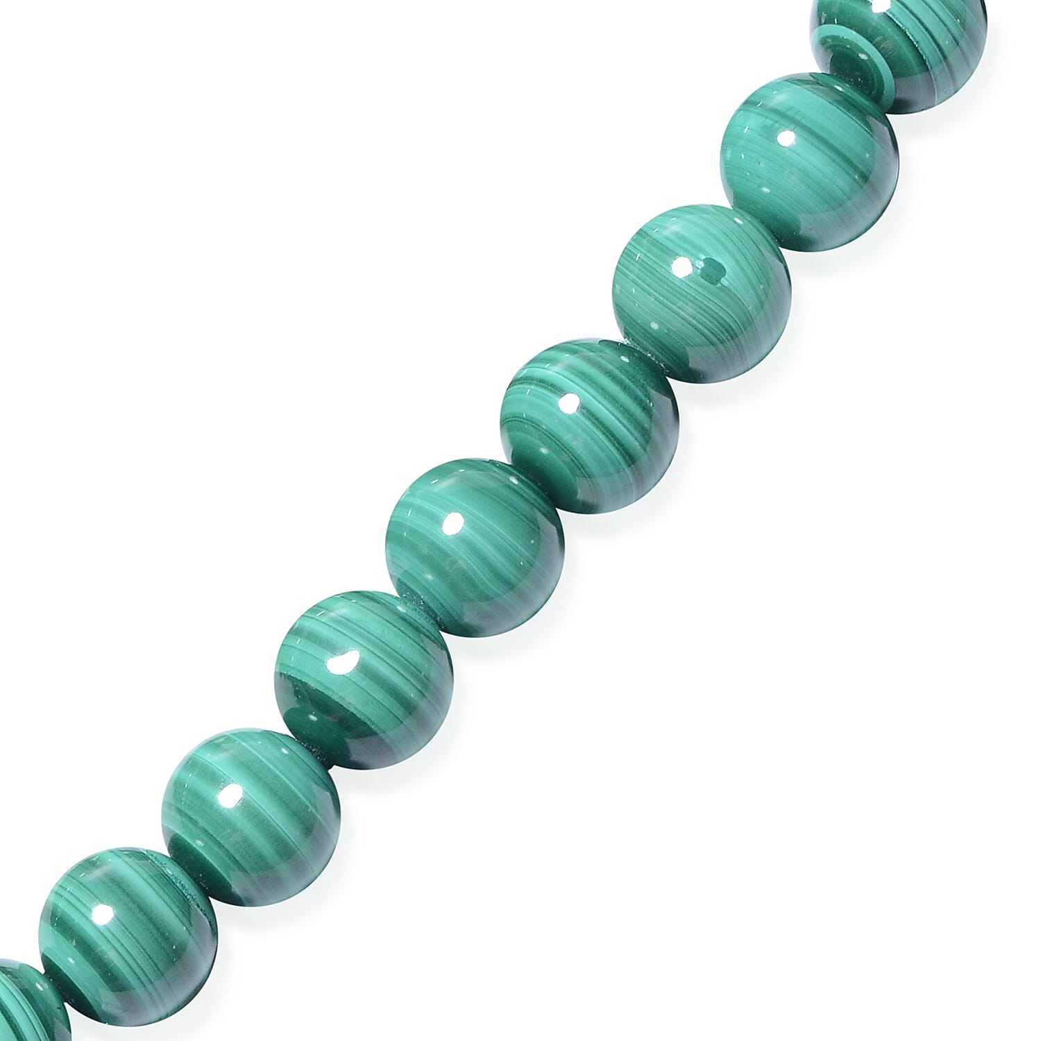 Malachite Graduated Beads Necklace (Size 20) with Magnetic Lock in Rhodium Overlay Sterling Silver 305.5 Ct.
