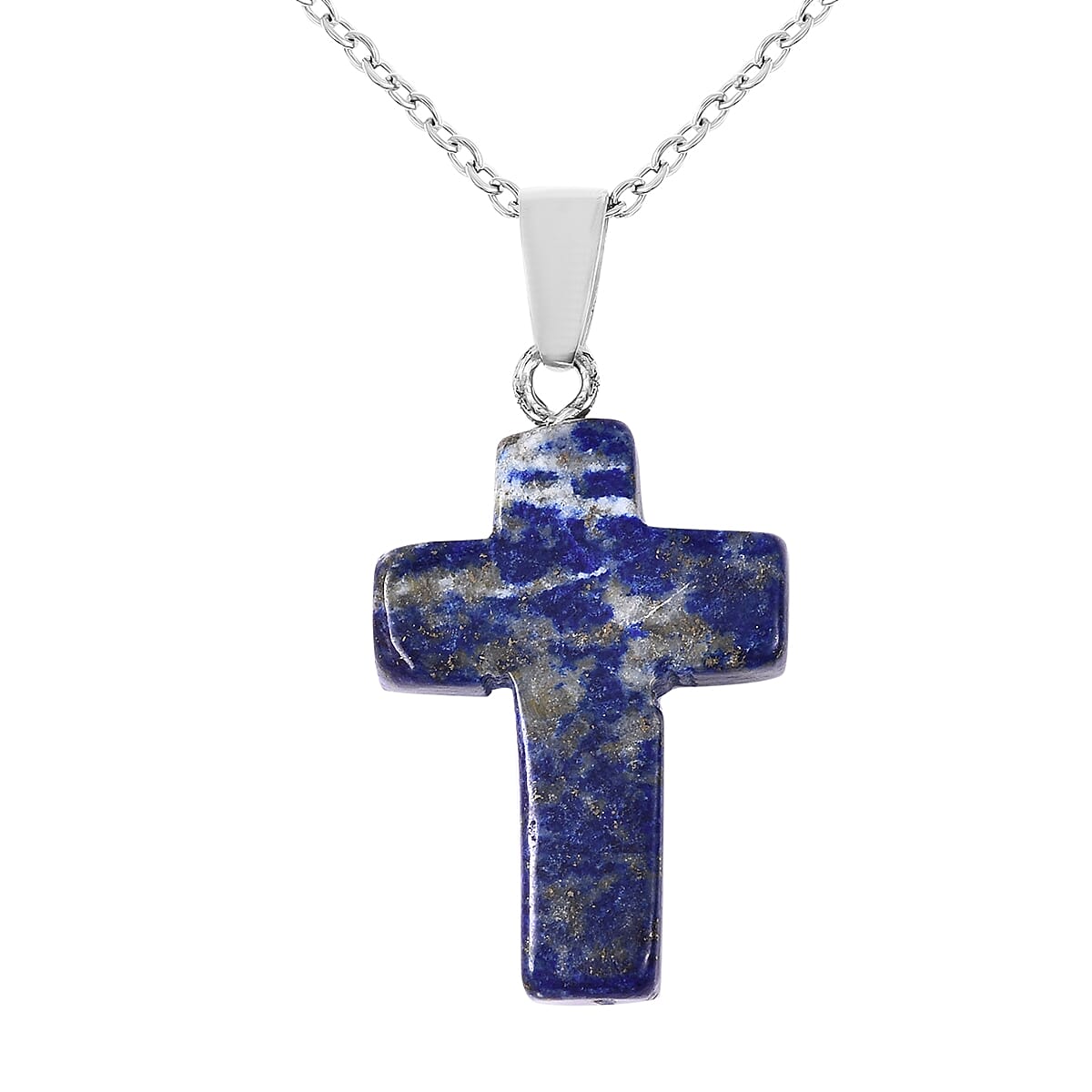 Lapis Lazuli Pendant with Chain in Stainless Steel 13.00 Ct.
