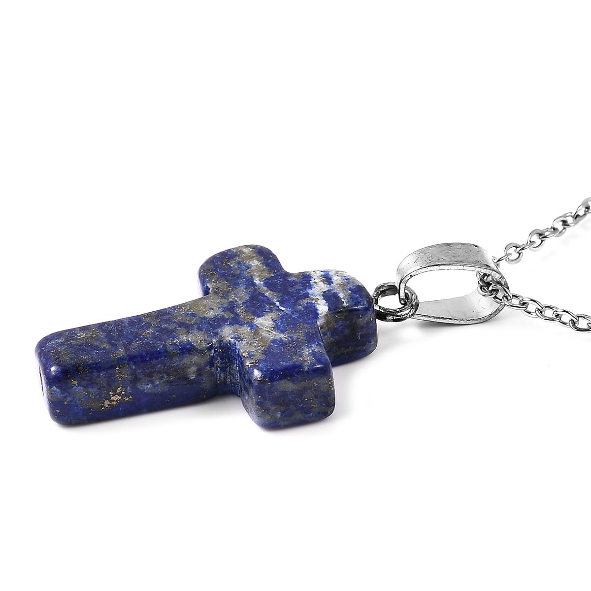 Lapis Lazuli Pendant with Chain in Stainless Steel 13.00 Ct.