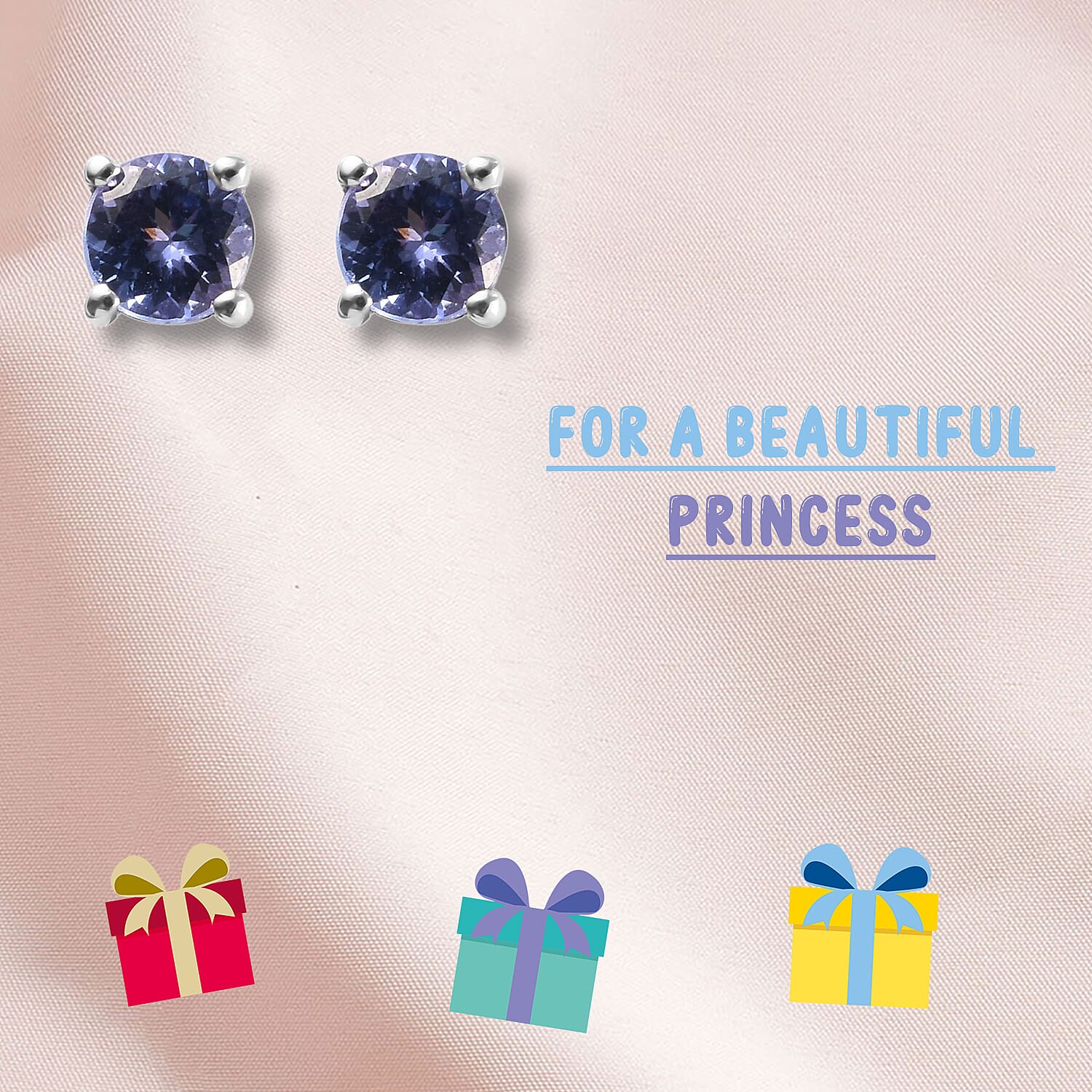 AA Tanzanite Stud Earrings (with Push Back) in Platinum Overlay Sterling Silver 0.54 Ct.