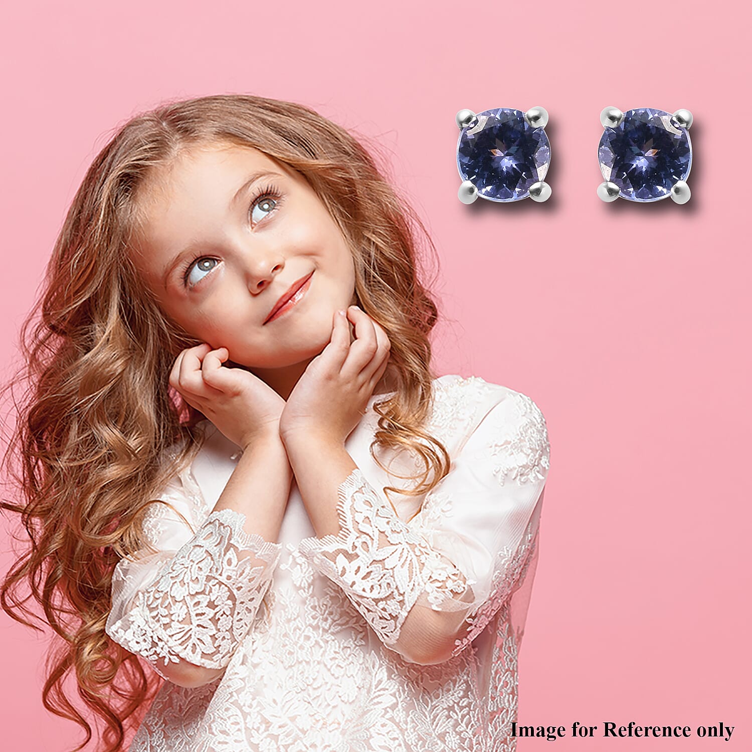 AA Tanzanite Stud Earrings (with Push Back) in Platinum Overlay Sterling Silver 0.54 Ct.