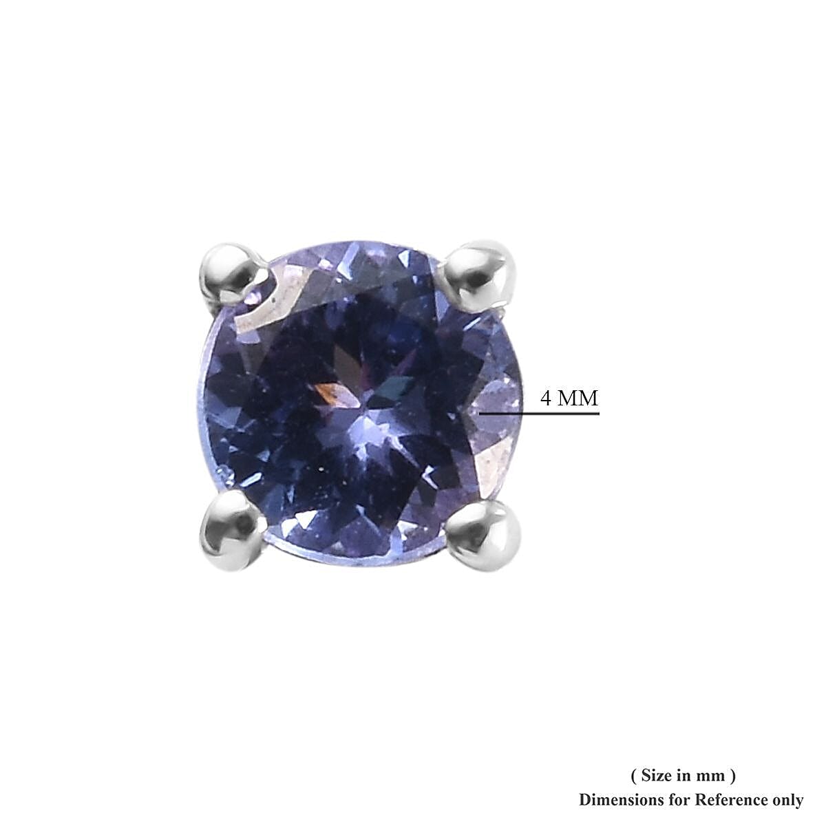 AA Tanzanite Stud Earrings (with Push Back) in Platinum Overlay Sterling Silver 0.54 Ct.