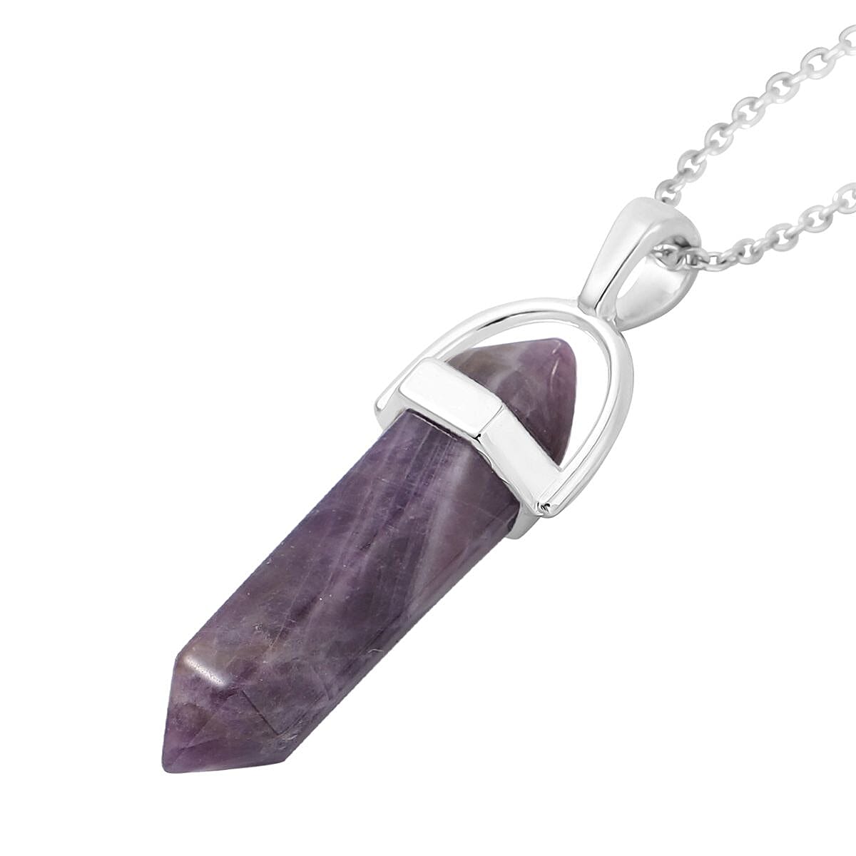 One Time Mega Deal - Amethyst Pendant with Chain (Size 24) in Silver Tone 16.00 Ct.