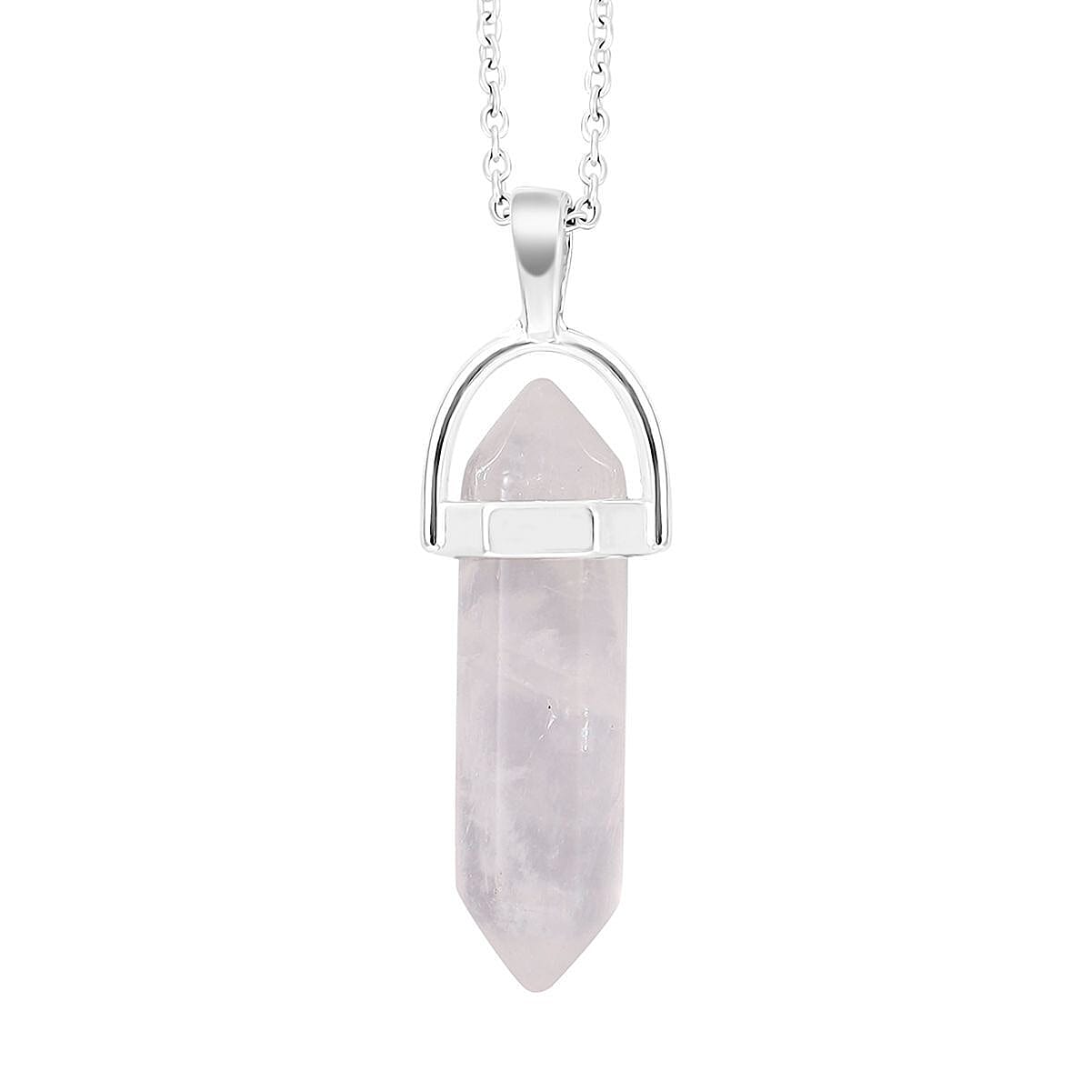 One Time Mega Deal - Rose Quartz Pendant with Chain (Size 24) in Silver Tone 16.00 Ct.