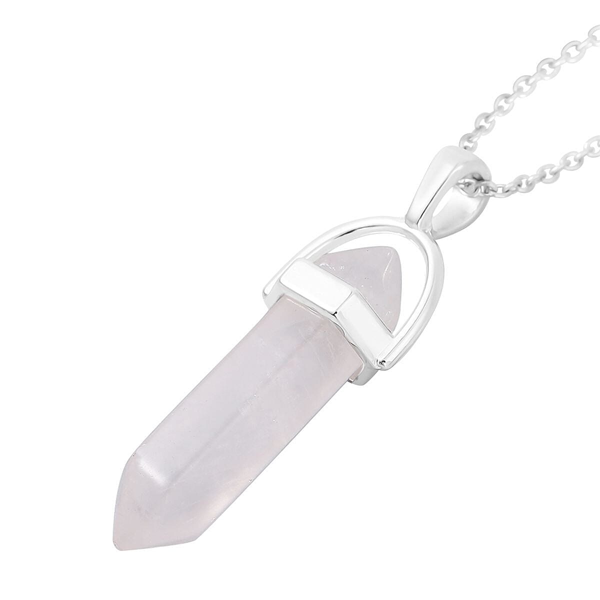 One Time Mega Deal - Rose Quartz Pendant with Chain (Size 24) in Silver Tone 16.00 Ct.