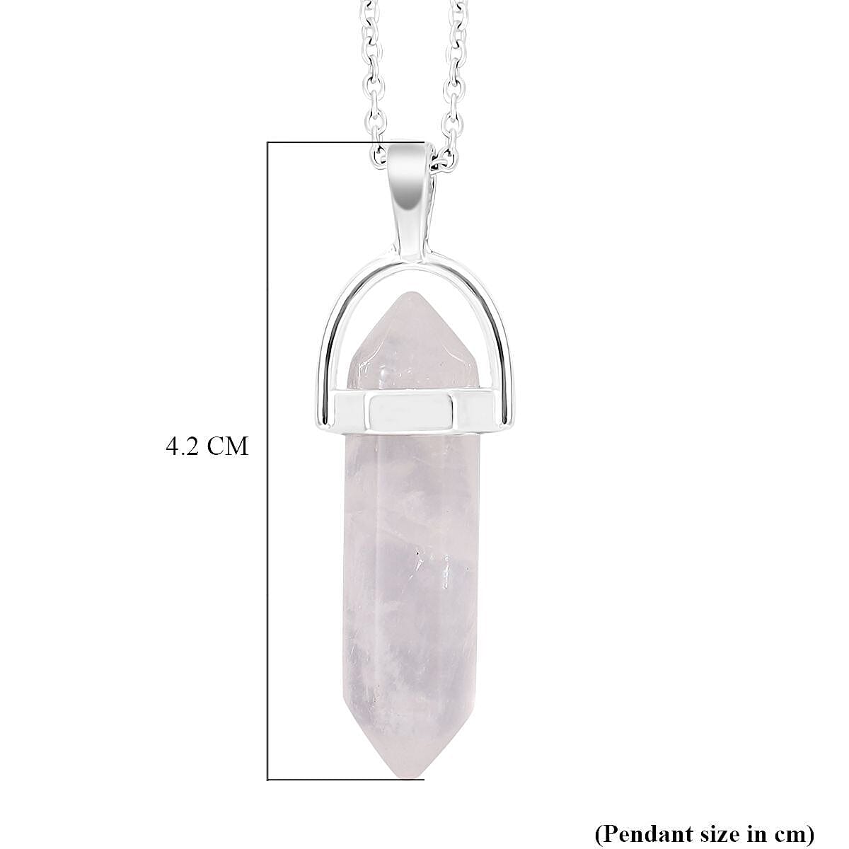 One Time Mega Deal - Rose Quartz Pendant with Chain (Size 24) in Silver Tone 16.00 Ct.