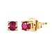 African Ruby Solitaire Stud Earrings in Sterling Silver