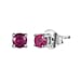 African Ruby Solitaire Stud Earrings in Sterling Silver