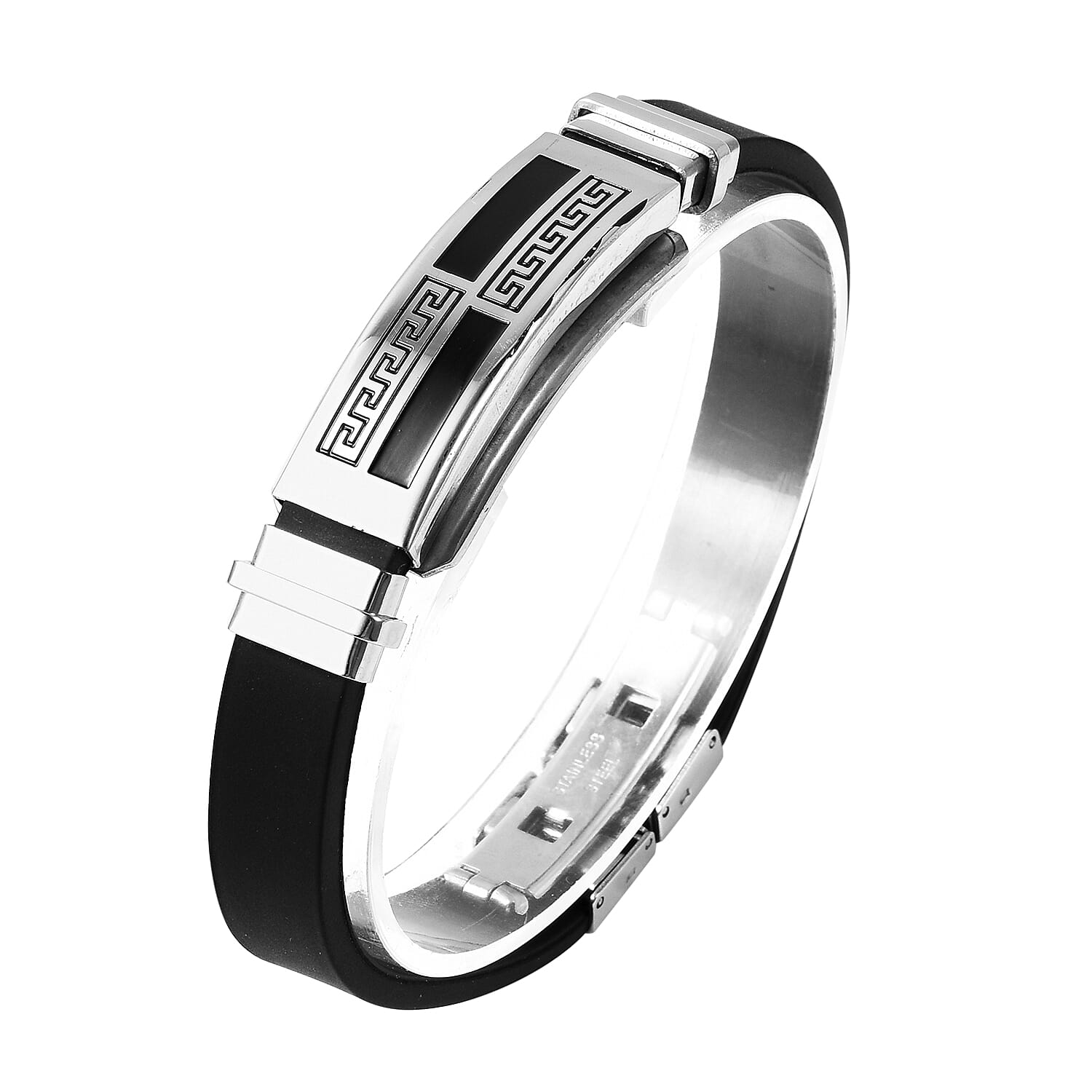 Bracelet (Size 7.5) in Stainless Steel - Greek Key