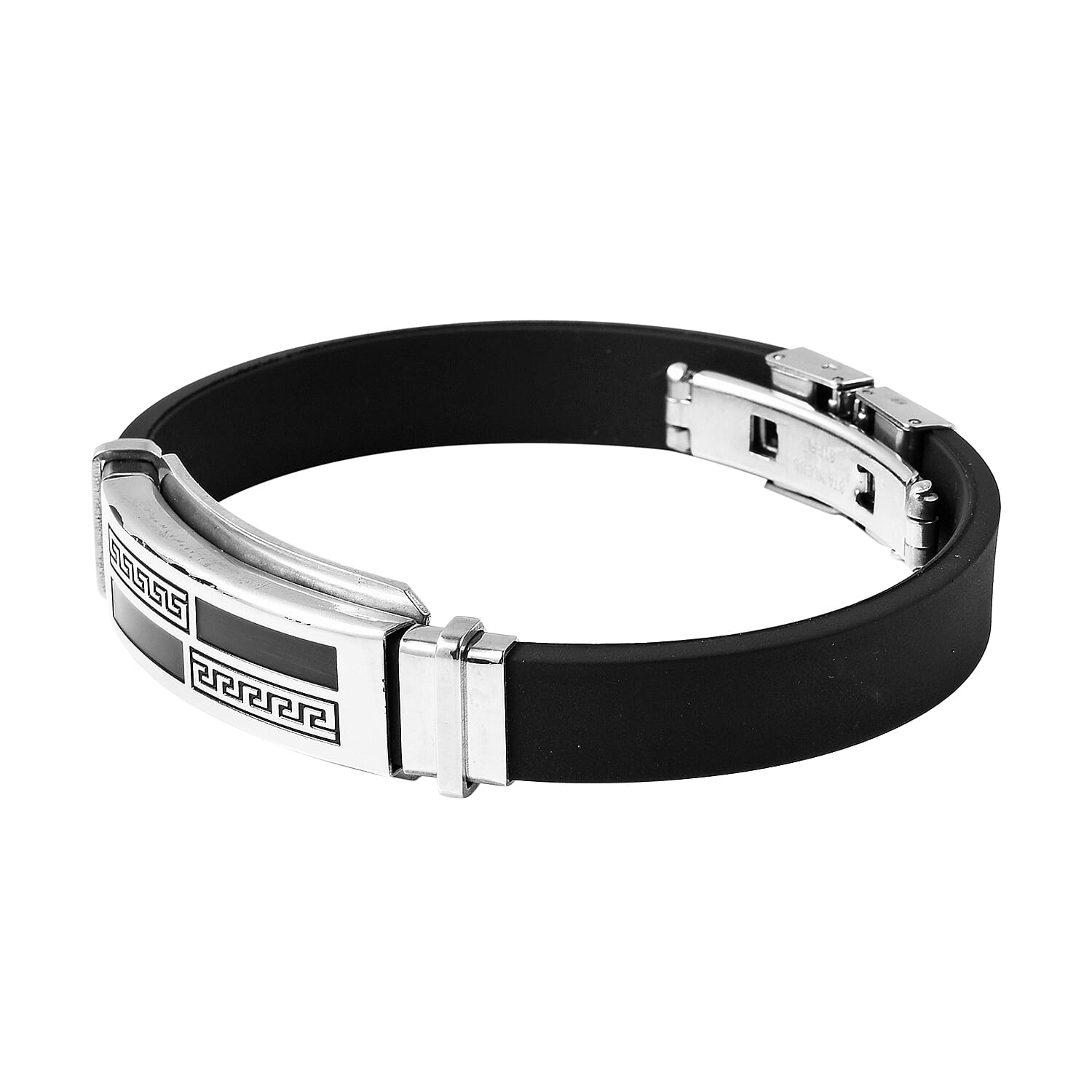 Bracelet (Size 7.5) in Stainless Steel - Greek Key