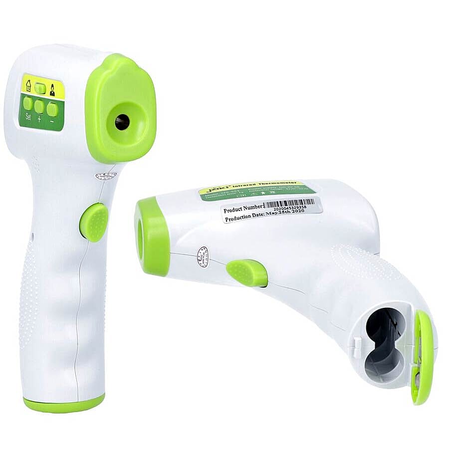 Handheld Digital No Contact Forehead Infrared Thermometer (Size 15.4x9.6x4.2 Cm) - Green and White