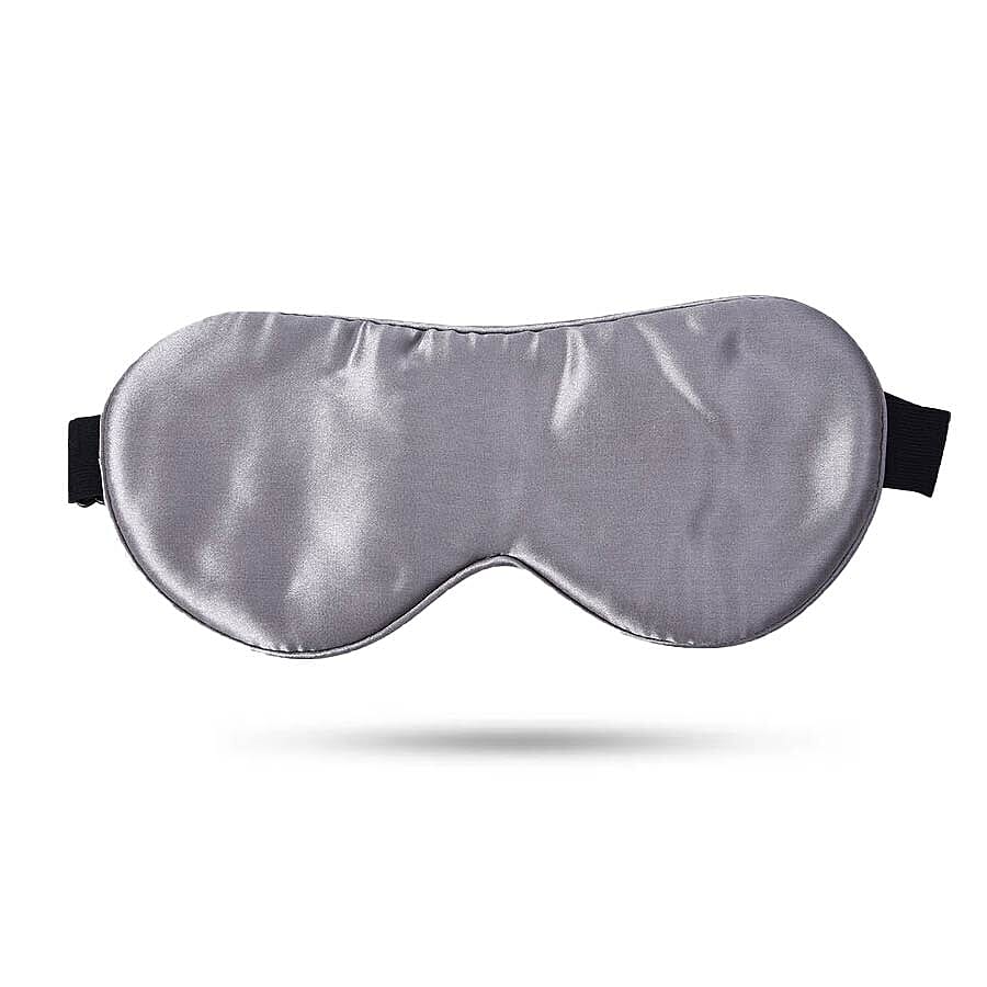 100% Mulberry Silk Hyaluronic and Argan Oil Infused Eye Mask with Adjustable Elastic Band (Size 23X10cm) - Grey