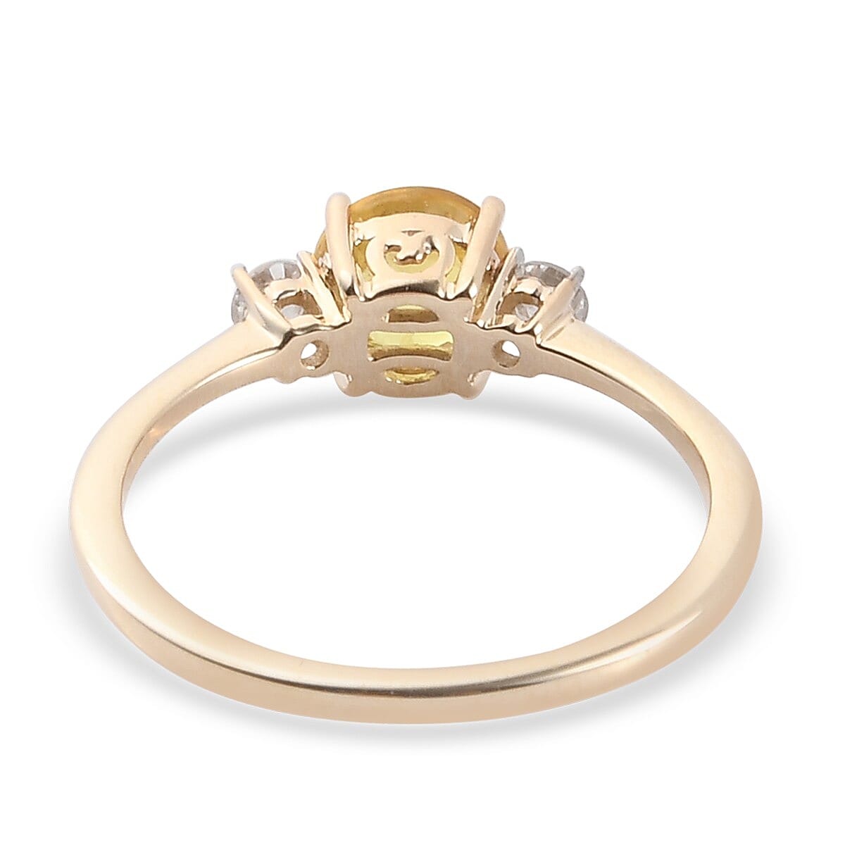9K Yellow Gold AA Yellow Sapphire and Natural Diamond (I3-H) Ring 1.25 Ct.