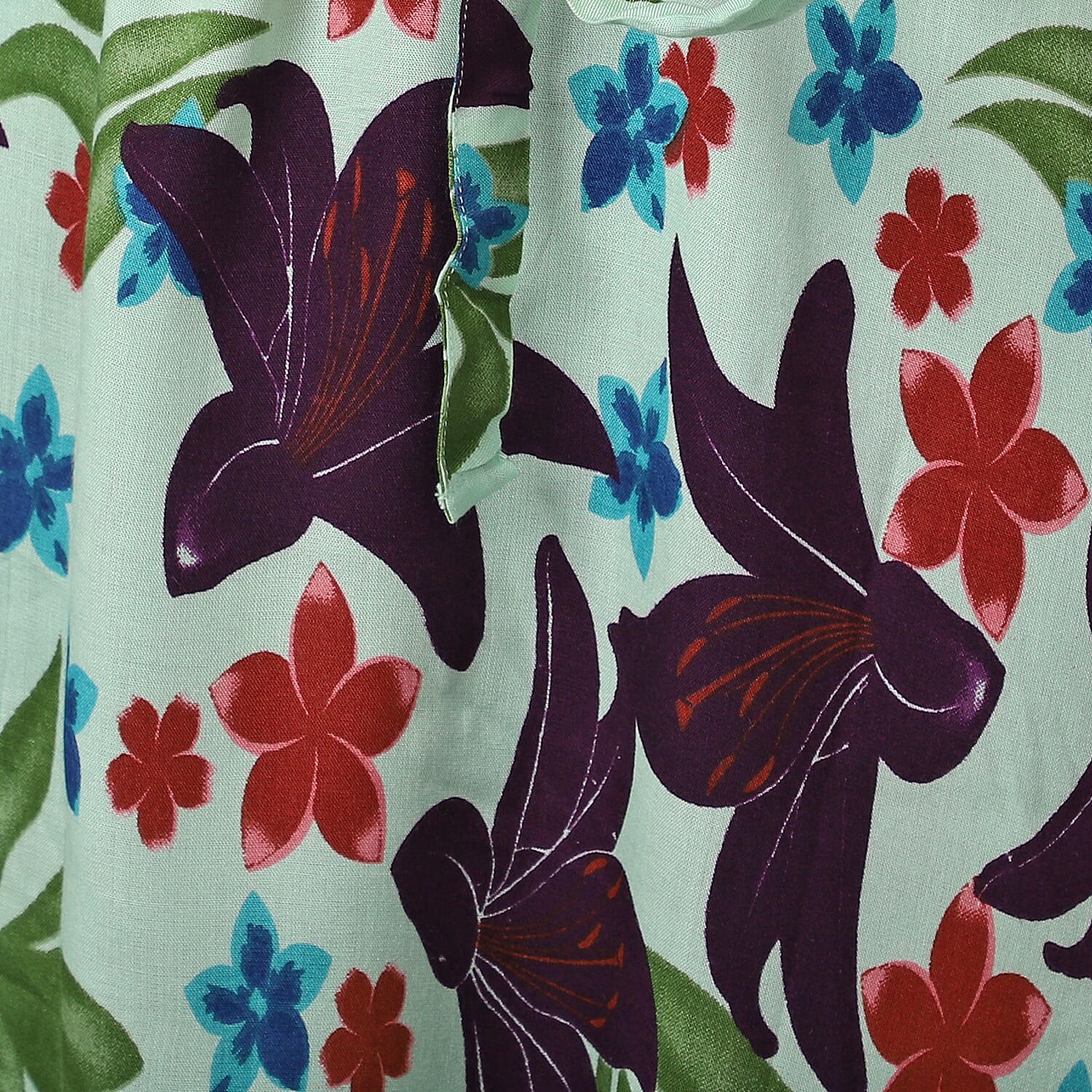 Floral printed Kaftan with Waist Belt (Size S to XXL 91x105cm) - Mint Green