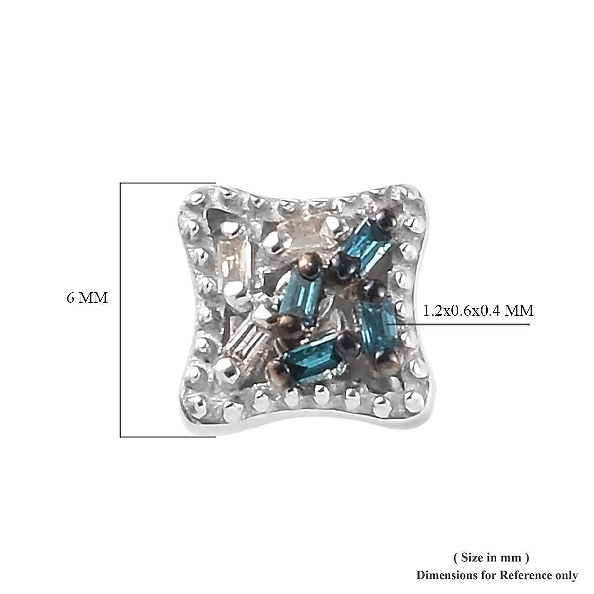 Blue and White Diamond Earrings for Kids in Sterling Silver