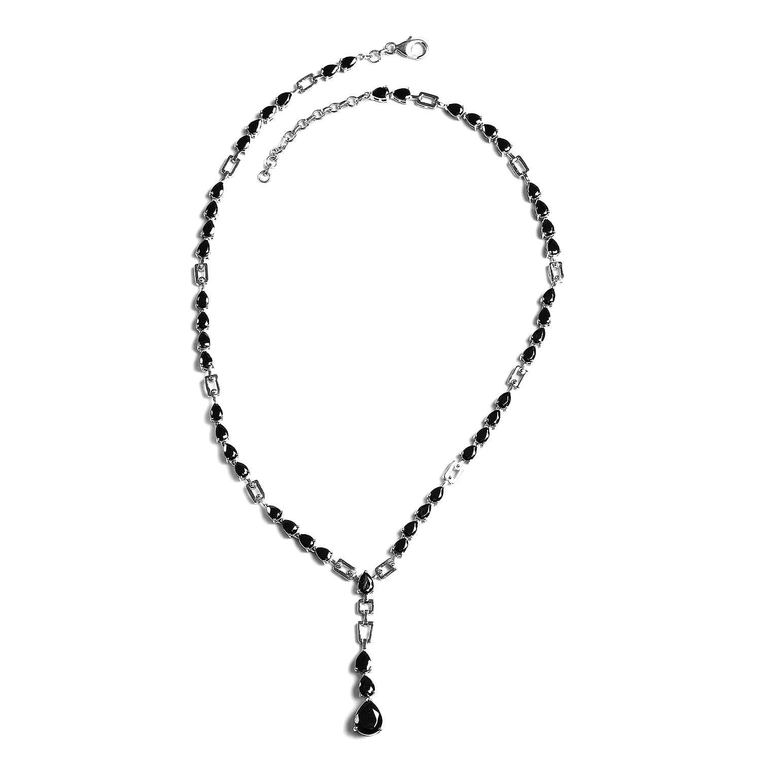 Elite Shungite Lariat Necklace (Size 18 with 2 inch Extender) in Platinum Overlay Sterling Silver 14.00 Ct, Silver wt 22.89 Gms