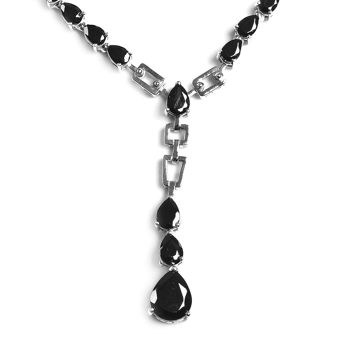 Elite Shungite Lariat Necklace (Size 18 with 2 inch Extender) in Platinum Overlay Sterling Silver 14.00 Ct, Silver wt 22.89 Gms