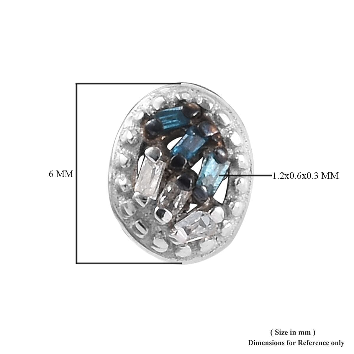 Blue and White Diamond Kids Earrings in Sterling Silver