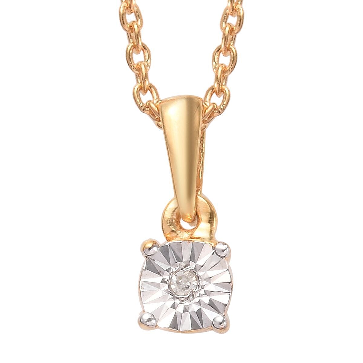 2 Piece Set for Kids Diamond Pendant with 20 Inch Chain and Earrings in Gold Plated Silver