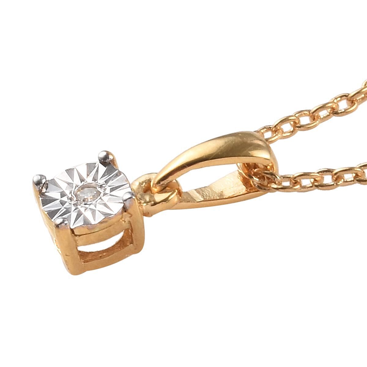 2 Piece Set for Kids Diamond Pendant with 20 Inch Chain and Earrings in Gold Plated Silver