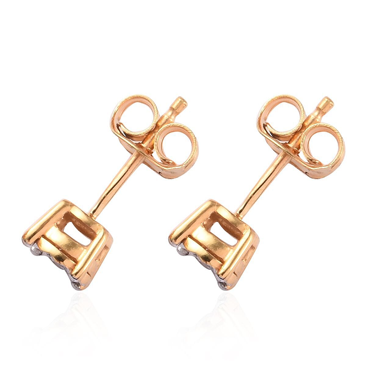 2 Piece Set for Kids Diamond Pendant with 20 Inch Chain and Earrings in Gold Plated Silver