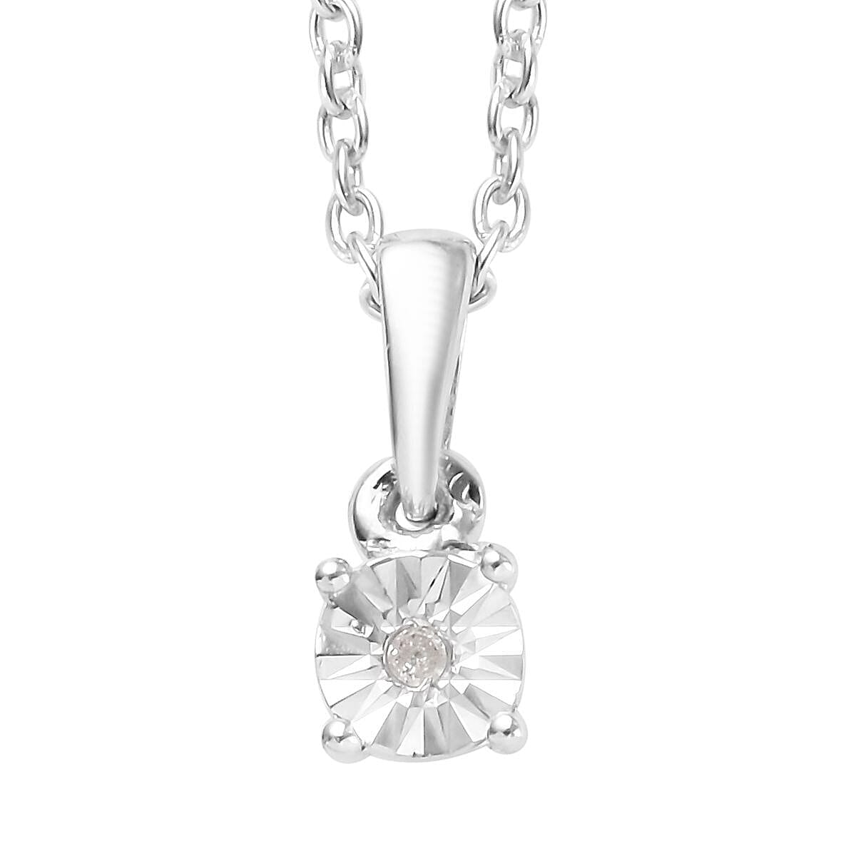 2 Piece Set for Kids Diamond Pendant with 20 Inch Chain and Earrings in Sterling Silver