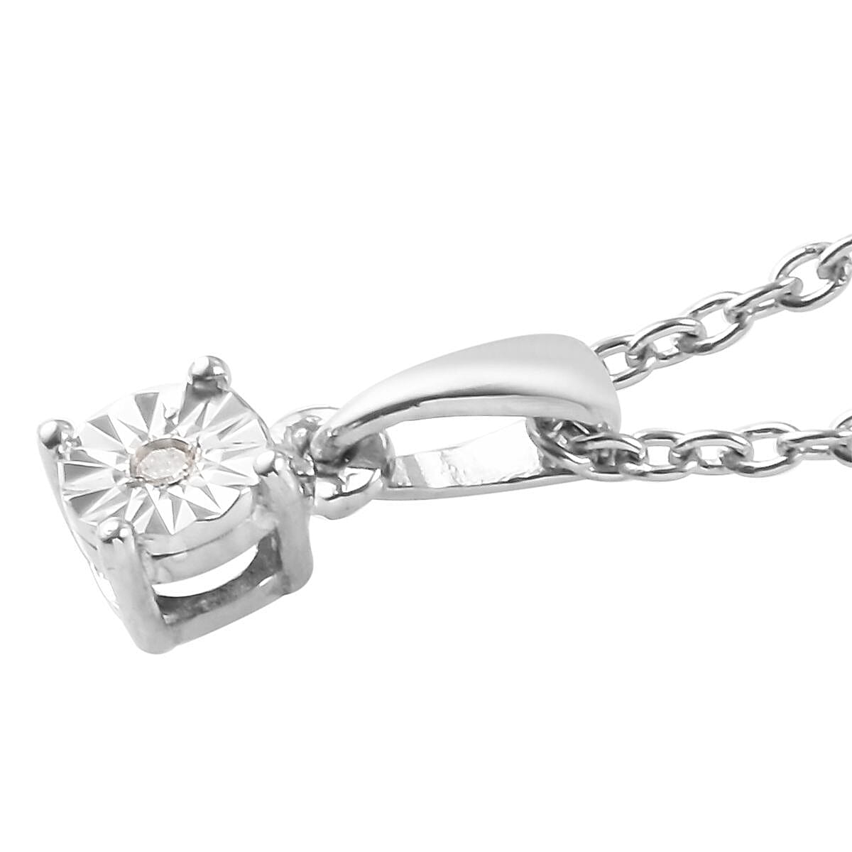 2 Piece Set for Kids Diamond Pendant with 20 Inch Chain and Earrings in Sterling Silver