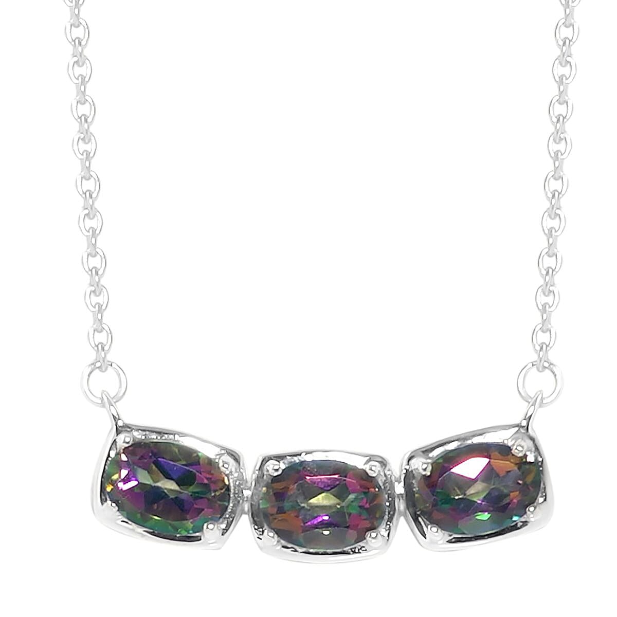 Northern Lights Mystic Topaz Necklace (Size 18) in Platinum Overlay Sterling Silver 2.25 Ct.