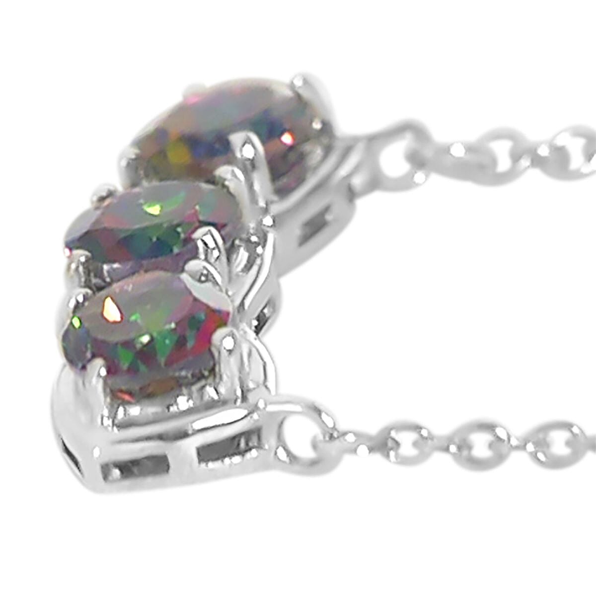 Northern Lights Mystic Topaz Necklace (Size 18) in Platinum Overlay Sterling Silver 2.25 Ct.