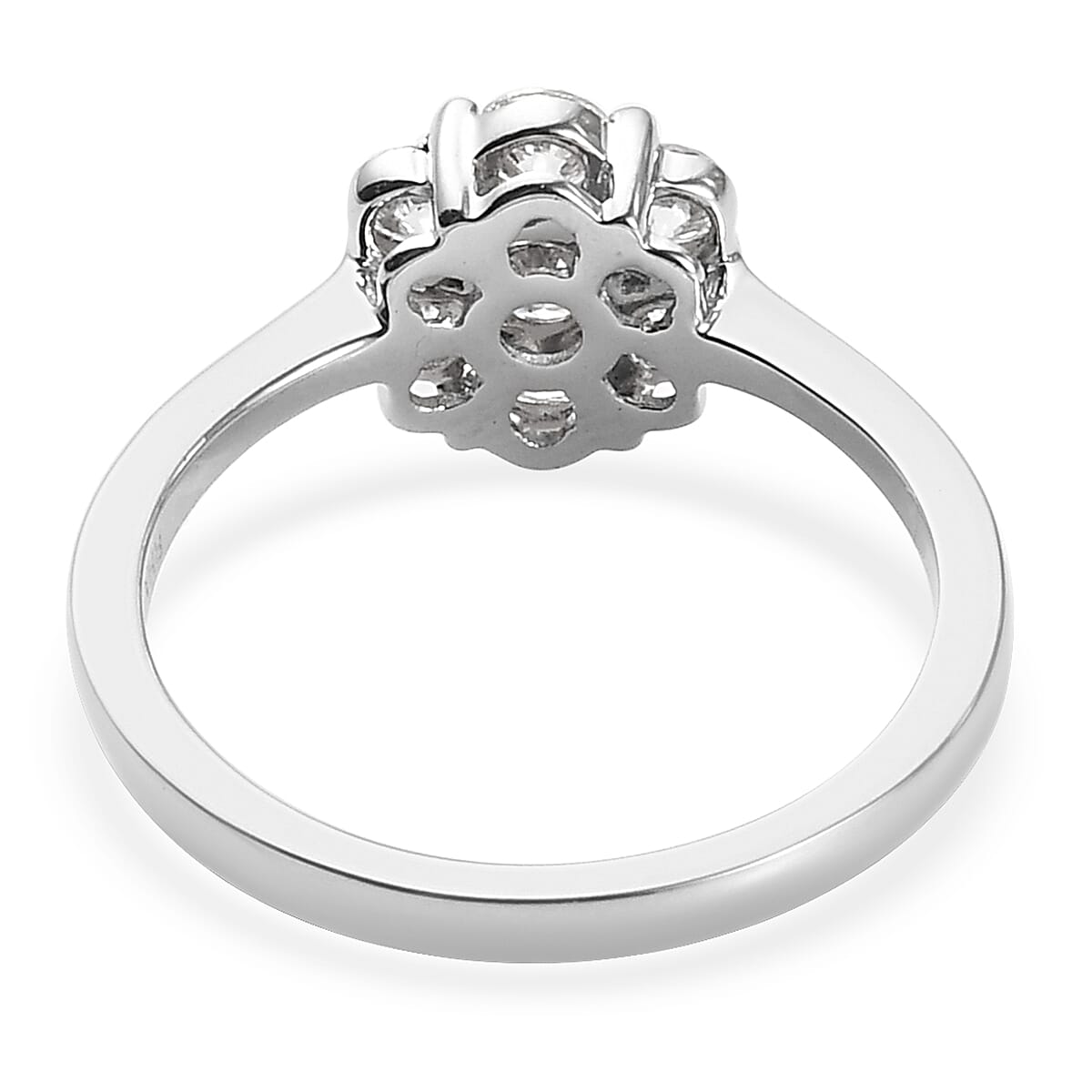 RHAPSODY 950 Platinum IGI Certified Natural Diamond (VS-E-F) Floral Cluster Ring 0.98 Ct,