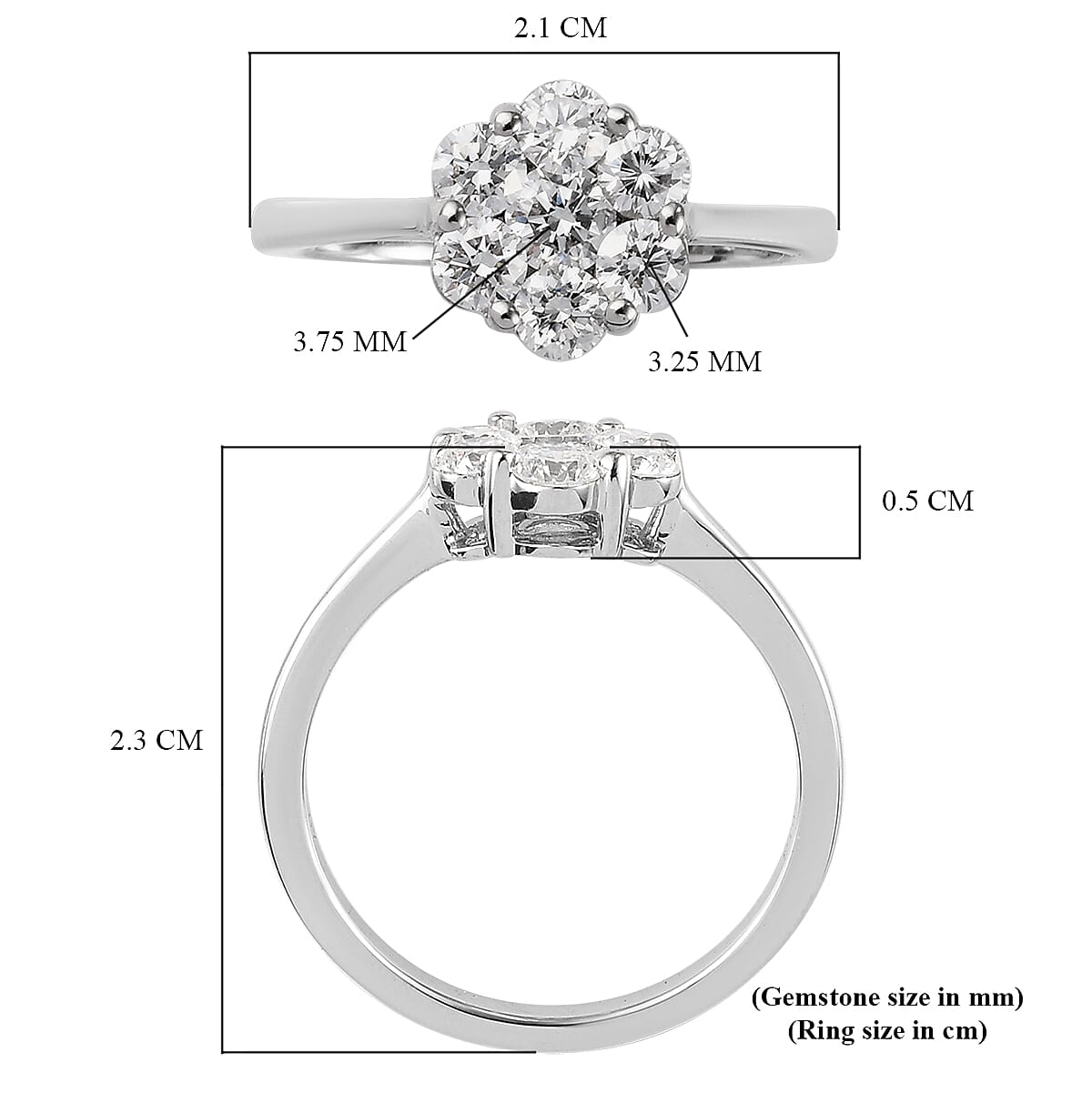 RHAPSODY 950 Platinum IGI Certified Natural Diamond (VS-E-F) Floral Cluster Ring 0.98 Ct,