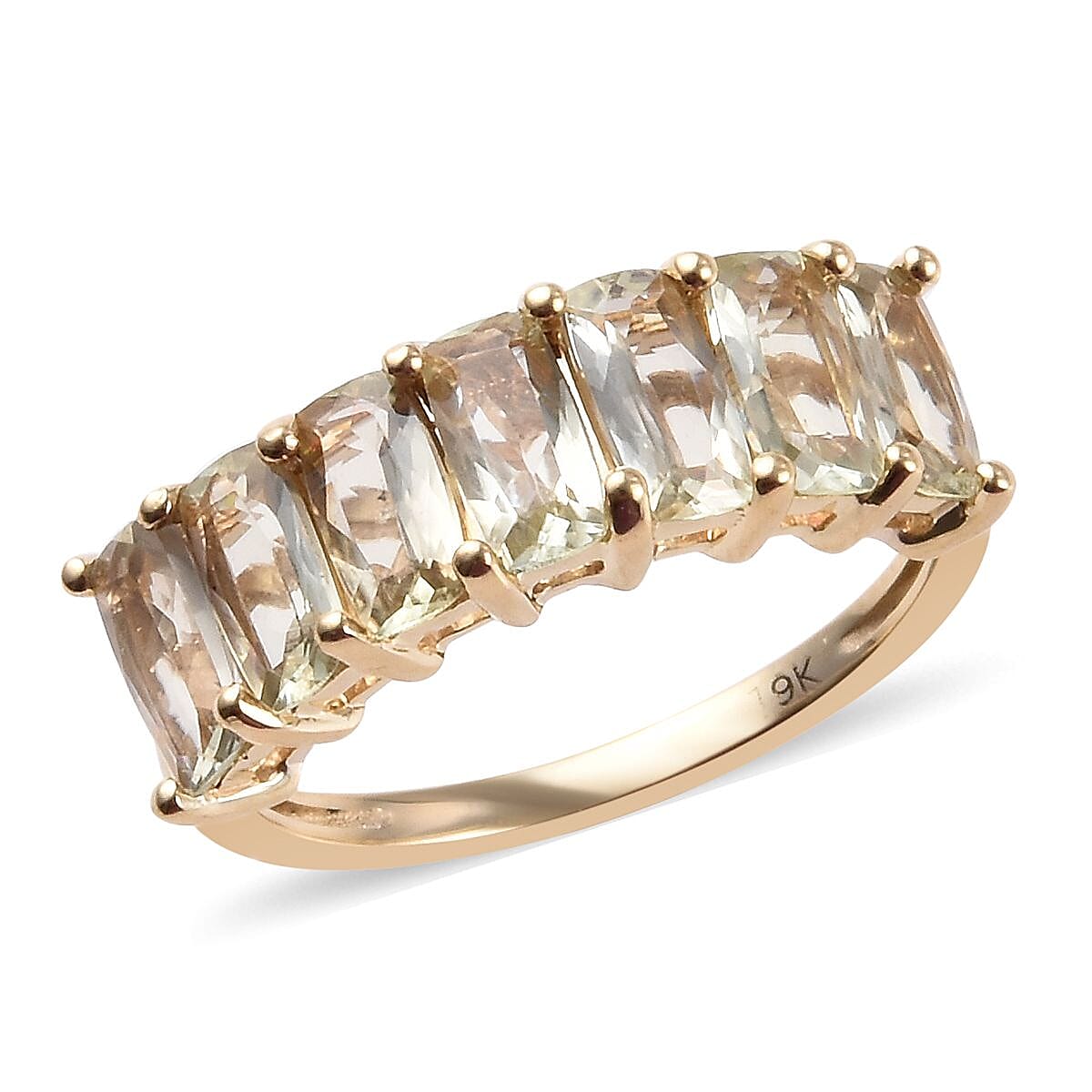 9K Yellow Gold AA Turkizite Half Eternity Ring 2.00 Ct.