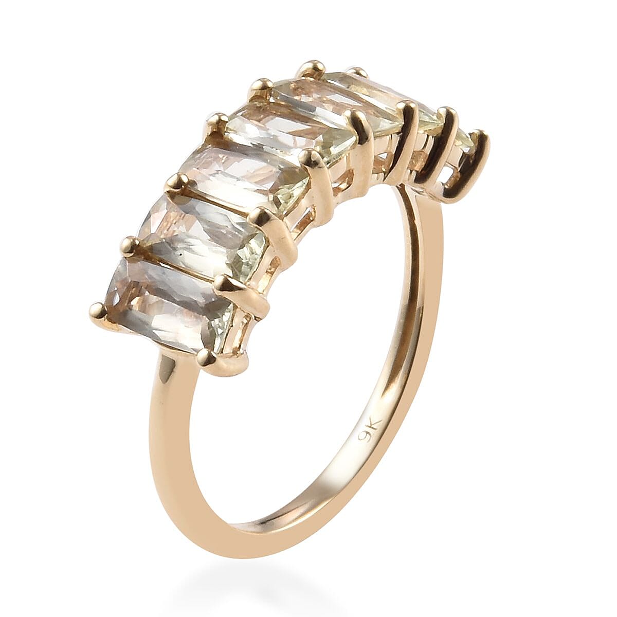 9K Yellow Gold AA Turkizite Half Eternity Ring 2.00 Ct.