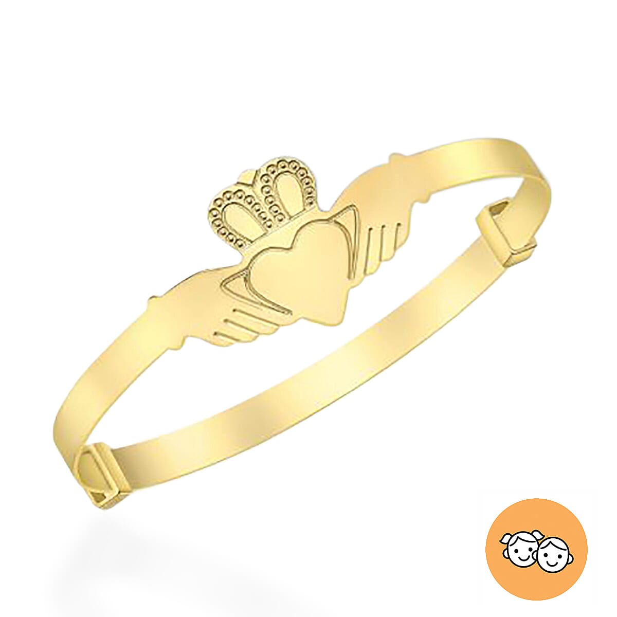 Claddagh Expandable Bangle for Children in 9K Gold Size 5 Inch
