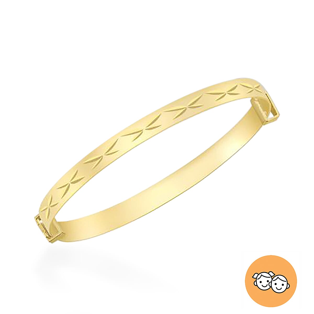Diamond Cut Expandable Kids Adjustable Bangle in 9K Gold (Size 1.4)